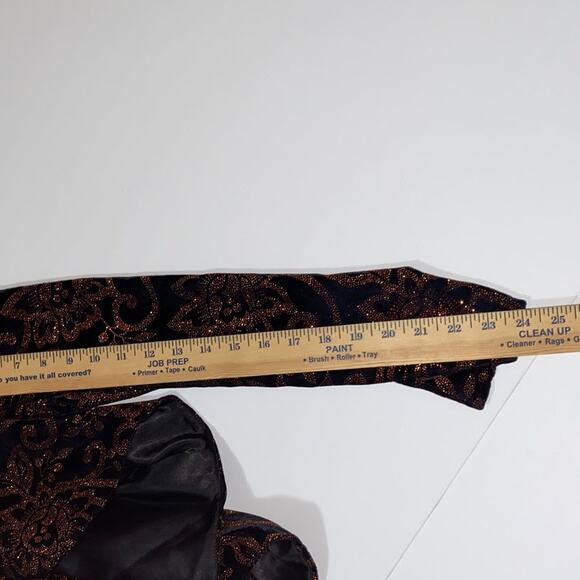 Vintage Women's Jacket Size 10 Black Metallic Glitter Bolero Crop Holiday Velvet - Picture 7 of 12